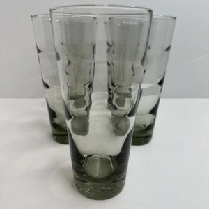 Vintage Libby Ripple Gray 6.75” Tumbler Glasses Set Of 5 - Picture 1 of 10
