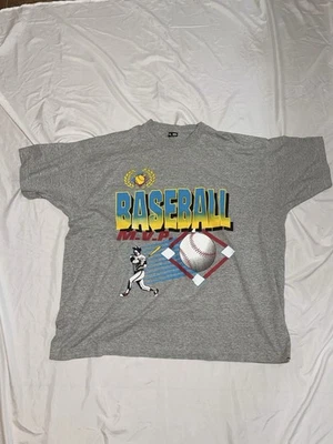 Vintage 90's Made In USA Baseball MVP Graphic Print T-Shirt Size 2XL - Image 1 of 4