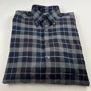 Orvis Flannel Shirt Mens Large Blue Gray Plaid Outdoor Long Sleeve Rugged - Picture 1 of 11