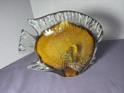 GRAN Pisapapeles Soplado a Mano Arte Tropical Vidrio Pez Marrón Estilo Murano Foto 1 de 4