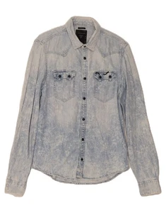 GUESS Mens Graphic Slim Denim Shirt Small Blue Cotton DL12 - Picture 1 of 3