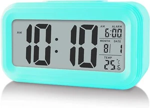 Wecker Digital Alarm Clock LED Zeit Temperatur Laut Kalender Türkis - Picture 1 of 6