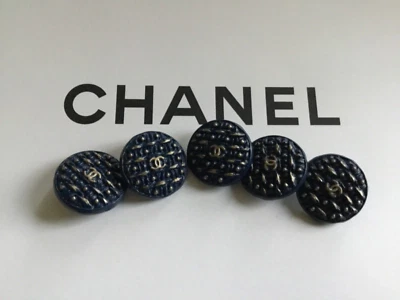 5 kleine Designer Metall Knöpfe, dunkelblau m. goldfarbenem Logo, Größe ca. 16mm - Bild 1 von 3