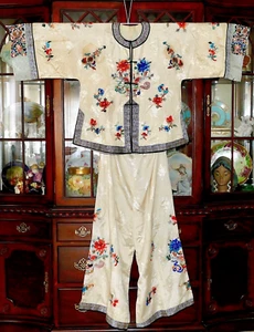 ANTQ Chinese Su Xiu (苏绣) Hand Embroidered & Kesi Woven Borders Robe & Pants - Picture 1 of 23