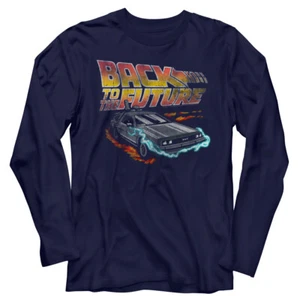 Back To The Future Movie Delorean Time Machine Blast Men's Long Sleeve T Shirt - Picture 1 of 3