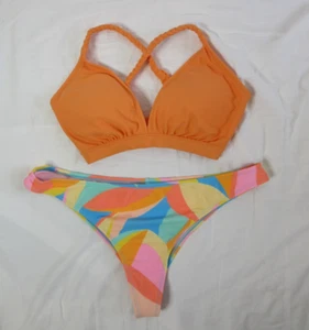 Kona Sol and wild fable 2 Piece Bikini Pink Orange Yellow Blue Size Large NWT - Picture 1 of 8