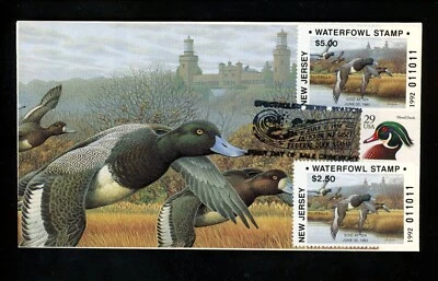 US FDC NJ New Jersey State Duck Stamp 1992 Bluebills Twin Lights Leslie #11/27 - Image 1 of 3