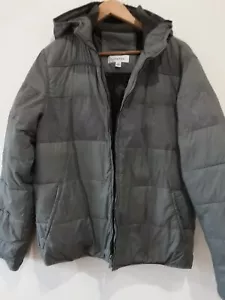 Calvin Klein Jacket Mens Medium Outdoor Grey Hooded Warm Winter Padded Lined - Picture 1 of 17
