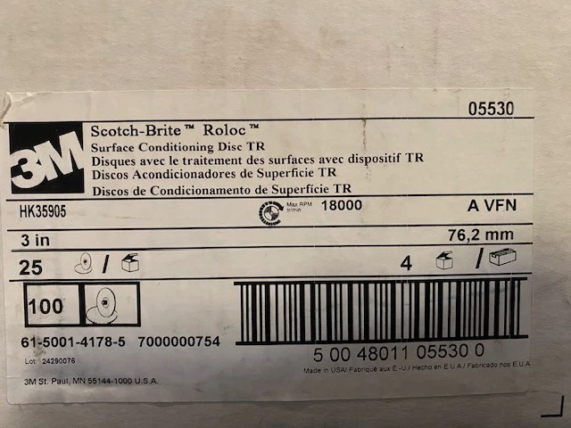 (100 PACK) GENUINE 3M Scotch-Brite 3" A VFN TR Roloc Surf Cond Disc 05530 - Image 1 of 1