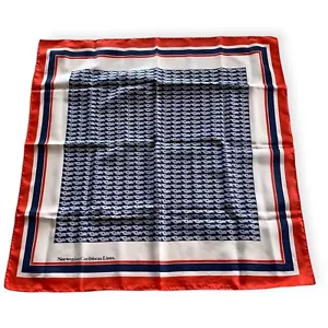 Vintage Diolen NCL Norwegian Caribbean Line Kreuzfahrt rot weiß blau Schal 26 Zoll - Bild 1 von 7
