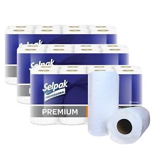 24 Kitchen Rolls, Paper Towel, 80 sheets 3 Ply, Strong White Paper
