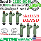Genuine DENSO 6 Pieces Fuel injectors for 1993-2003 Toyota Land Cruiser 4.5L I6