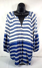 Woman's Saks Fifth Ave Blue Long Slv Pullover Blouse Blue/White Striped Casual