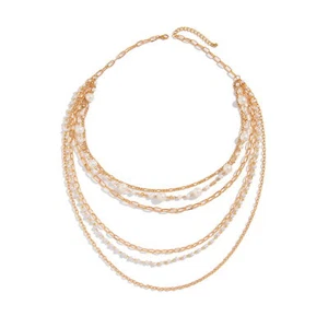 Pearl Jewelry Chain Necklace Multi-layered Pearl Necklace with Length for Club - Picture 1 of 7