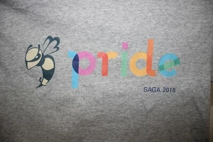 Pride Saga 2018 with bee - T-Shirt Small, Gray - Picture 1 of 5