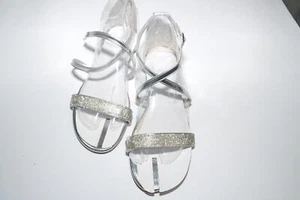 Silver Rhinestone Strap Sandals, Size 11 - Picture 1 of 4