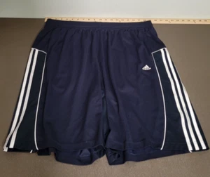adidas 2XL Athletic Shorts Size Large 3 Stripe Elastic Basketball Logo Navy. - Picture 1 of 10
