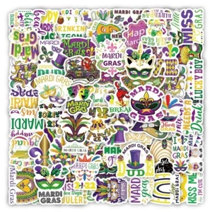 50 PCS Mardi Gras Stickers Holiday Decals Laptop Hydro Yeti Car Free Shipping! - Picture 1 of 6