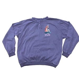 Crazy Shirts Hawaii Henley Maglione Uomo L Viola Sail Island Made USA Elasticizzato 48" - Foto 1 di 22