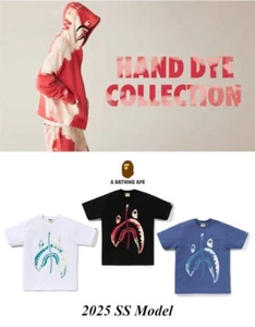 A Bathing Ape Men's T-Shirt 2025 SS TIE DYE Pattern TWIST SHARK Logo Motif Japan - Picture 1 of 8