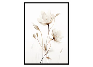 Dibujos de línea floral encanto tranquilo, impresión de arte de pared con flores para decoración del hogar - Imagen 1 de 5