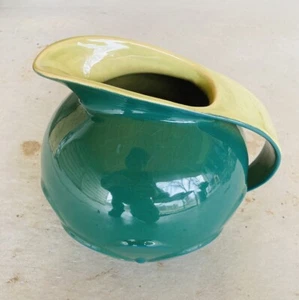 Roseville Pottery Mayfair Ball Pitcher Jug 1104-7 Forest Green Chartreuse MCM - Picture 1 of 8