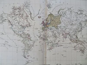World Map Australia Torrens Hook Shape Wilke's Polar 1859 Berghaus old map - Picture 1 of 4