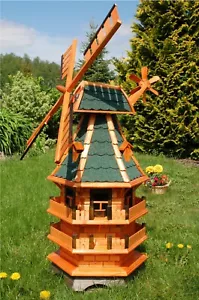 *Windmühle 3 stöckig, kugelgelagert 1,40m Bitum in grün für den garten - Bild 1 von 3