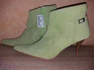 Sexy spitze Damen STIEFELETTE / Ankle Boot NEU Gr. 42 in lindgrün & Nubuk Leder - Bild 1 von 8