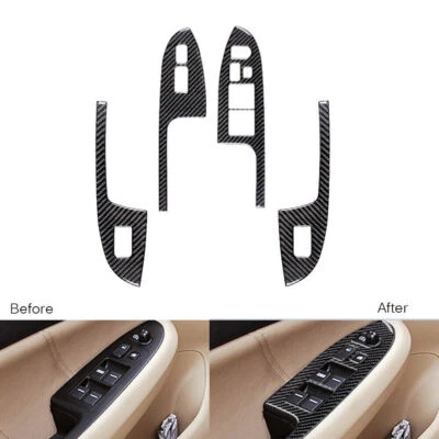 Cubierta de panel de interruptor de elevación de ventana de fibra de carbono 4 piezas para Honda Accord sedán 2003-07 Foto 1 de 4