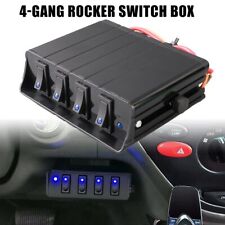 4 Gang Rocker Switch Box SPST Toggle Switch Panel 12V 24V 20A Switch Panel Blue