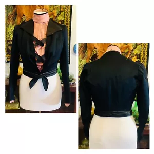 1890s 1900s Victorian Edwardian Black Wool And Pink Silk Shirtwaist Jacket Dress - Picture 1 of 20