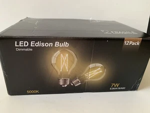 TJOY 12 Pack A19 Vintage LED Edison Bulbs, Dimmable E26 Standard Base 7W 5000K - Picture 1 of 4