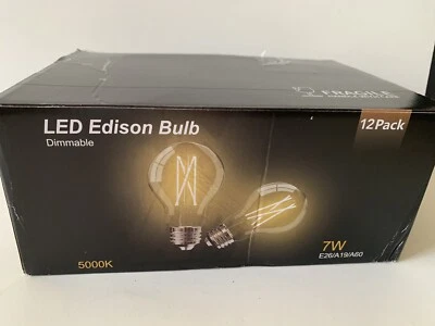TJOY 12 Pack A19 Vintage LED Edison Bulbs, Dimmable E26 Standard Base 7W 5000K - Image 1 of 4