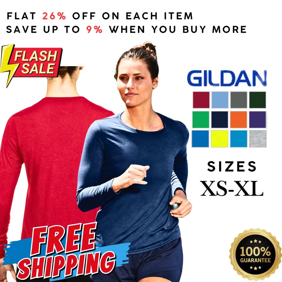 GD088 Gildan 42400L Womens Long Sleeve Performance Ultra Comfortable T-Shirt - Image 1 of 1