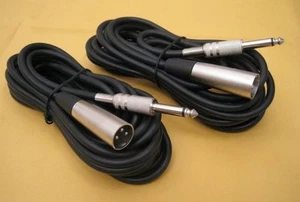 Lote de cables de audio de micrófono enchufe mono macho 2 x 10 pies XLR 3 pines MACHO a 1/4" 10 pies - Imagen 1 de 1