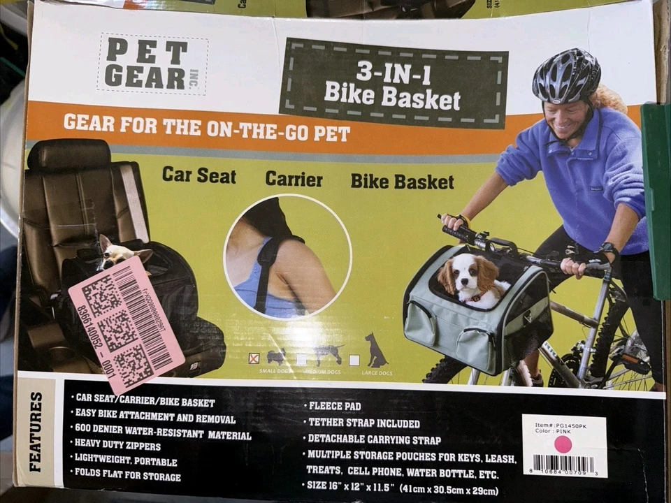 Pet Gear 3-in-1 Car Seat and Bike Basket for Cats and Small Dogs - Image 1 of 3