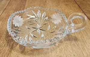 Cut Crystal Nappy Serving Dish with Etched Sunflowers - Picture 1 of 8