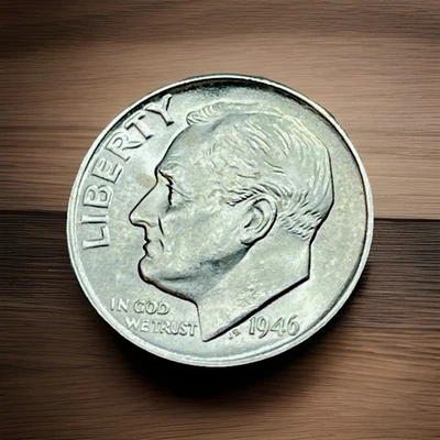 1946 P Roosevelt Dime Uncirculated Silver - UNC - DDO/DDR/RPD - Image 1 of 4