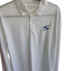 Camisa polo para mujer Nike Golf Dri-Fit talla M blanca manga larga con cuello - Imagen 1 de 3