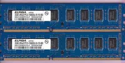 Kit de memoria 4 GB 2x2 GB PC3-10600 DDR3-1333 ELPIDA EBJ21UE8BDF0-DJ-F azul Ram JAPÓN Foto 1 de 2
