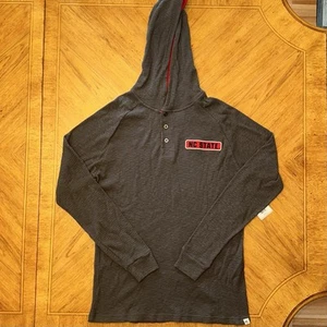 NC State Wolfpack Shirt Mens Size L Colosseum Gray 1/4 Button LS Hooded Pullover - Picture 1 of 10