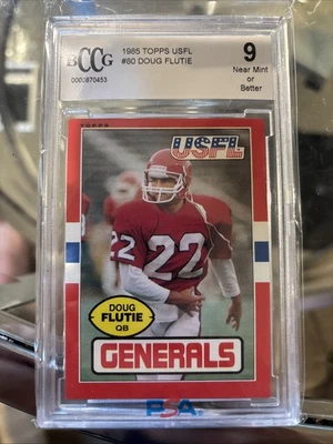 1985 TOPPS USFL #80 DOUG FLUTIE RC ROOKIE HEISMAN GENERALS BCCG  9 - Image 1 of 2