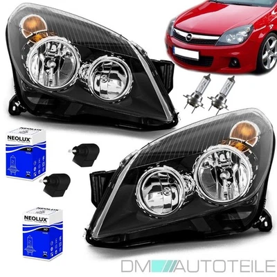 Opel Astra H Scheinwerfer RECHTS & LINKS SCHWARZ 04-09 H7/H1 +MOTOR+MARKENBIRNEN - Bild 1 von 4