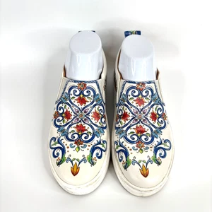 Zapatos de Cuero Brighton Blanco Estampado Caído 7.5 Sin Cordones Colección La Farfalla - Imagen 1 de 8