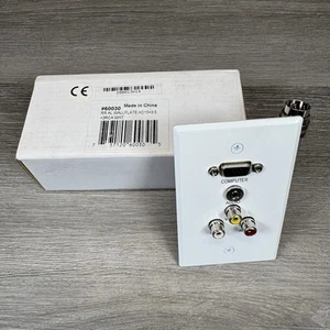 Rapid Run HD15+3.5+3RCA Wallplate White Aluminum #60030 - Picture 1 of 3