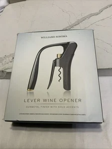 Williams Sonoma Lever Wine Opener-Gunmetal Finish w/ Gold Accents MSRP $100 - Picture 1 of 9