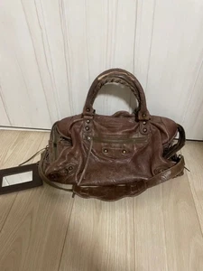 π BALENCIAGA The City 2way Handbag Shoulder Bag π€ Brown Leather Authentic JP - Picture 1 of 7