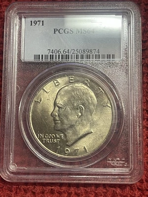 Silver Eisenhower Ike Dollar 1971 D PCGS Graded MS 64 - Image 1 of 2