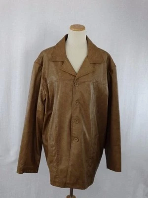 Chaqueta para mujer, imitación cuero BKE67 abotonada - talla XL - color caramelo - 35" de largo Foto 1 de 4